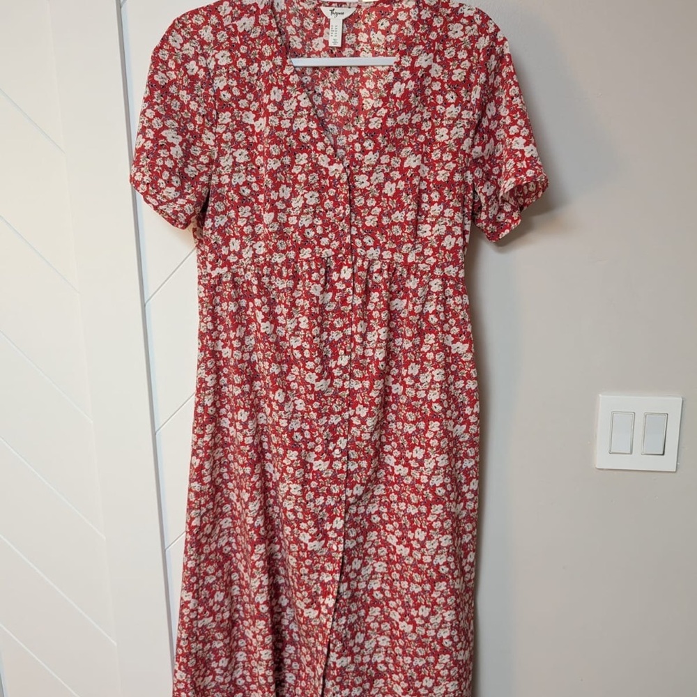 Floral Red Maternity Dress
